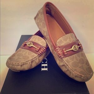 New womens Coach brown loafer shoes size 9